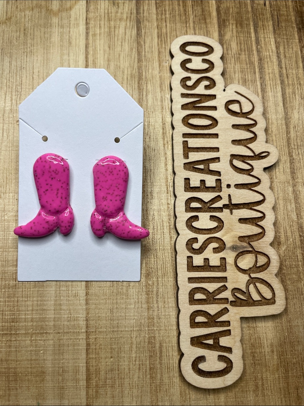 Pink Cowboy Boot Stud Earrings